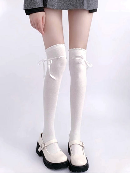 ブラック / ホワイト / グレー / ブラウン スイート セルフタイ 蝶結び JK ストッキング