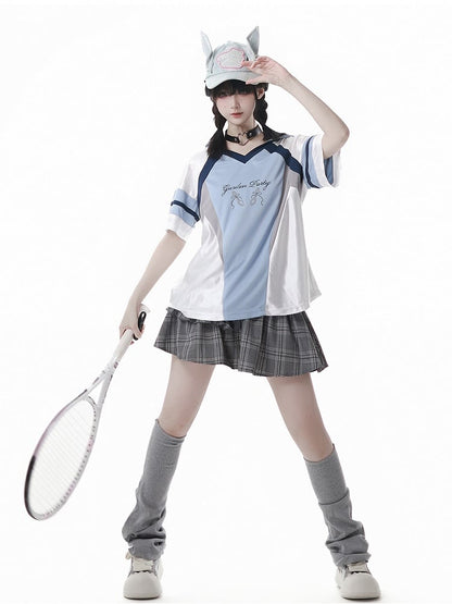 グレーのゴムウエストティアードチェックスカート