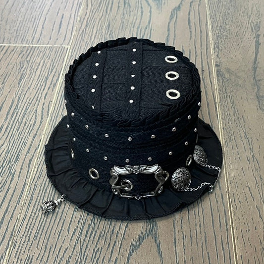 Black Buckle Hat Design Mini Punk