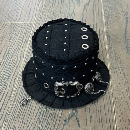 Black Buckle Hat Design Mini Punk