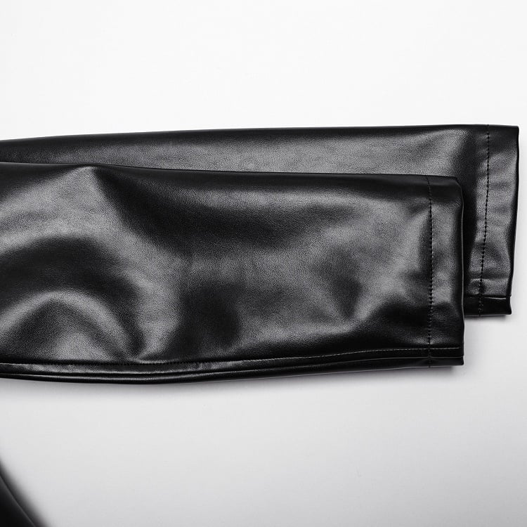 Black Punk Visual Leather Heavy-procesed Jacket