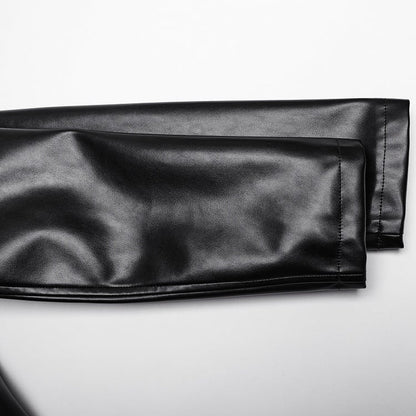 Black Punk Visual Leather Heavy-procesed Jacket