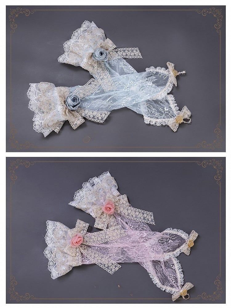 Flower Details 5 with Options Color – Lace Cuffs Wrist and Accents Bow
