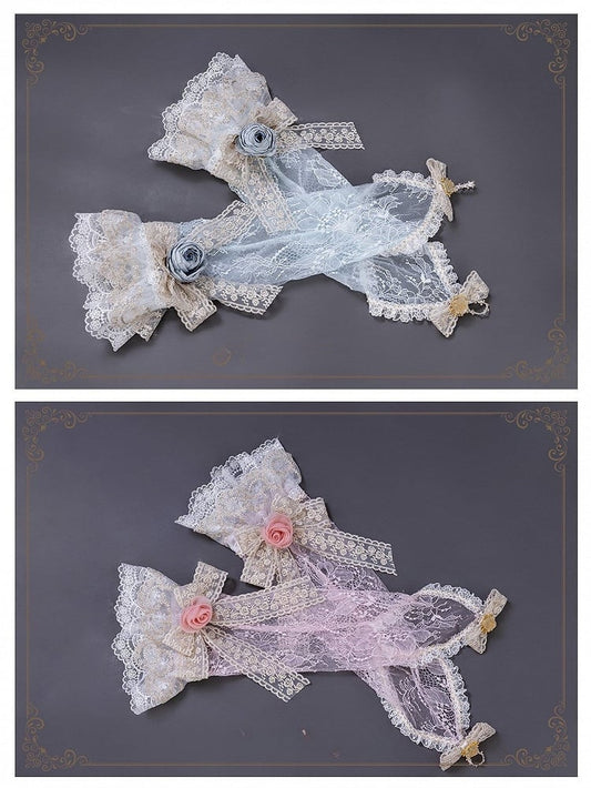 Détails floraux 5 avec options de couleur – Poignets en dentelle et nœud d'accents