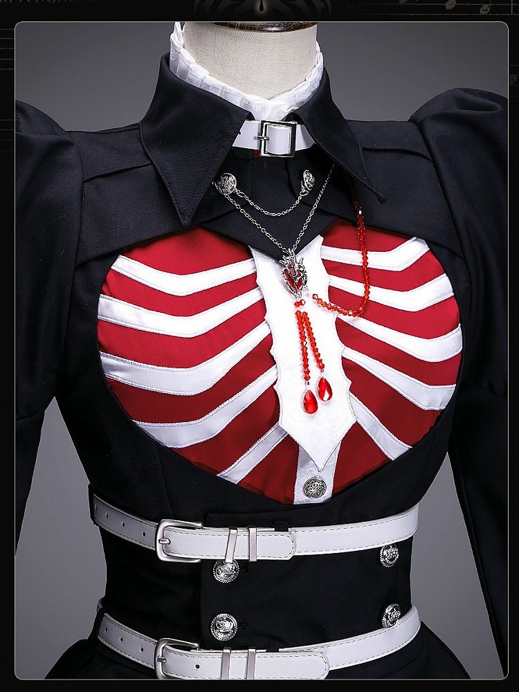 Gothic Prince Outfit Set with Jacket and Choker - Golden Koi Forest