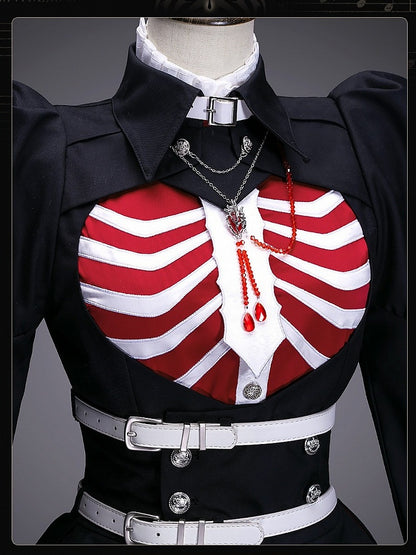 Gothic Prince Outfit Set with Jacket and Choker - Golden Koi Forest