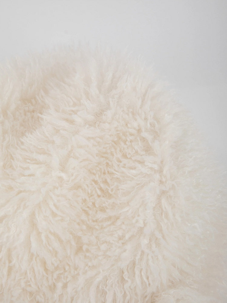 Lamb Hooded Fluffy Hat White Ear