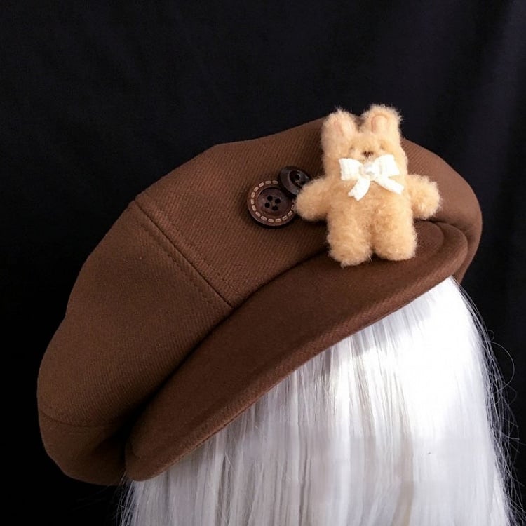 Brown 2 Colors Bear Beret
