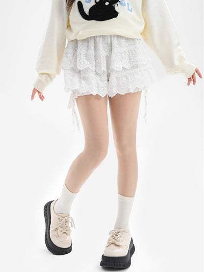 ホワイトレースティアードミニスカート