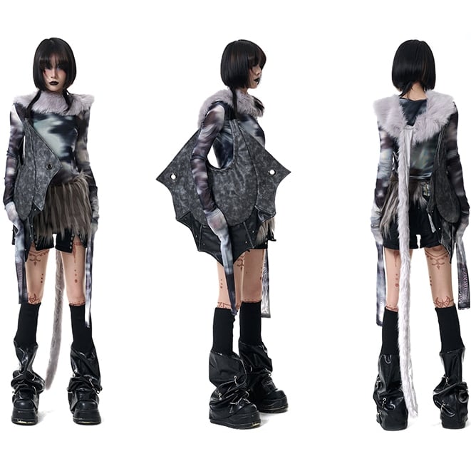 ゴシックパンクメタルリング ブラックテックウェアレッグウォーマー