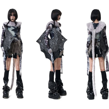 ゴシックパンクメタルリング ブラックテックウェアレッグウォーマー