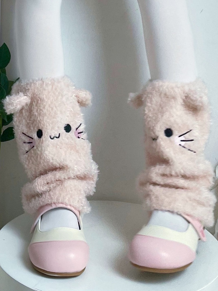 Cute Plush White/Yellow/Pink Leg Warmers