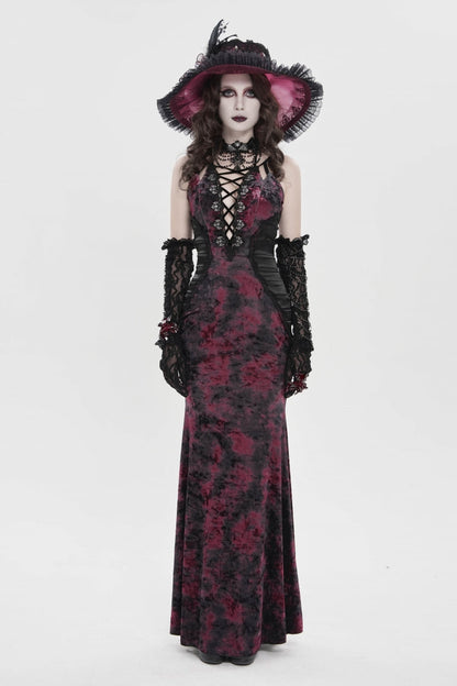 Off Shoulder Halterneck Lace Jsk Dress Black Red Gothic