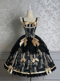 Overlay Taille Korsett Kordelzug Schwarz Rock Lolita Pullover und Gold