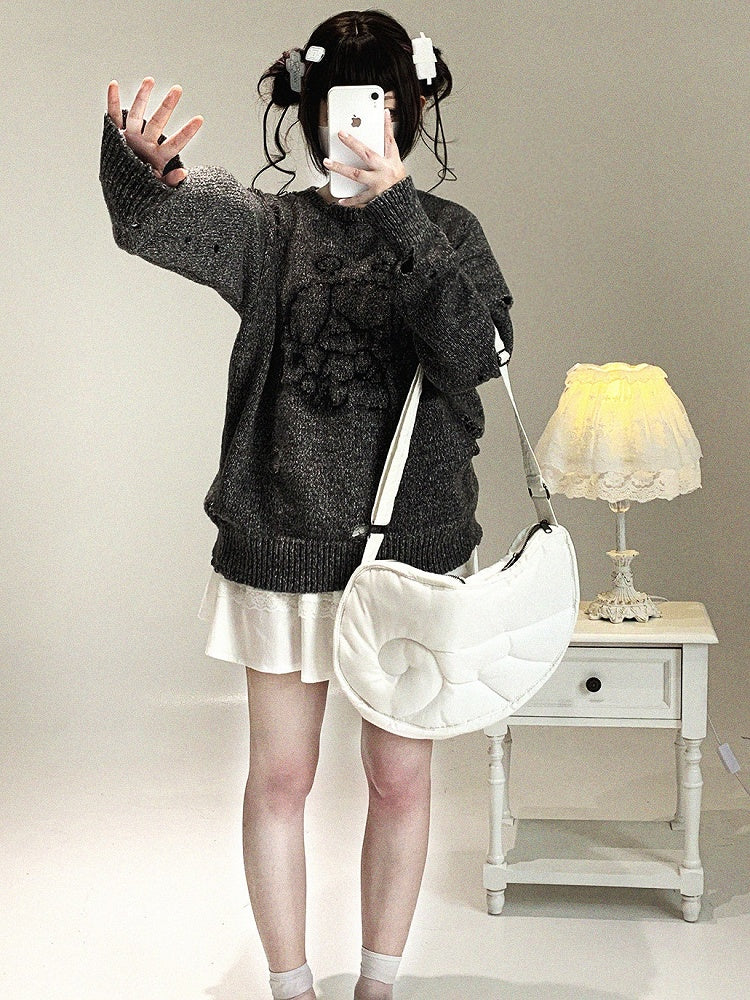 Cartoon Colors Kei Sweater 3 Distressed Jirai Print Oversized