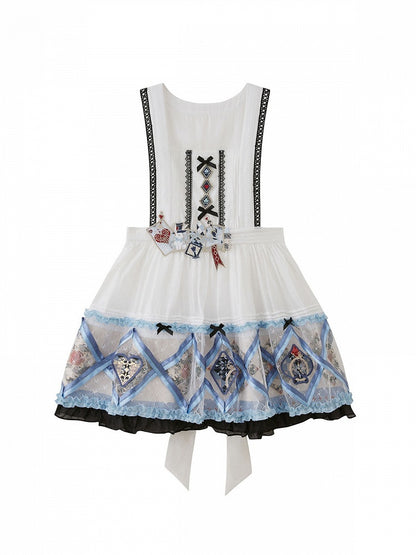 Chinese Elements Lolita Long Sleeve Dress with Lace Apron Alice in Wonderland Theme - Zao Jing Ji