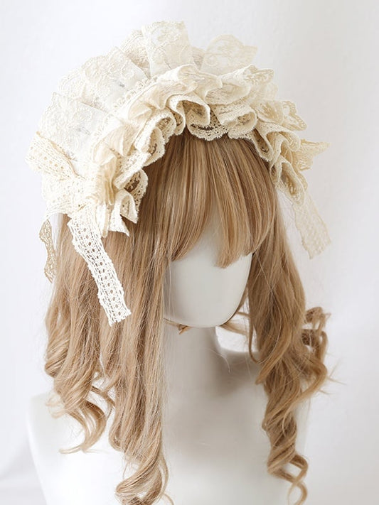 French-Style Lace - Beige Hairband Elegant 2 Styles Available Bowknot