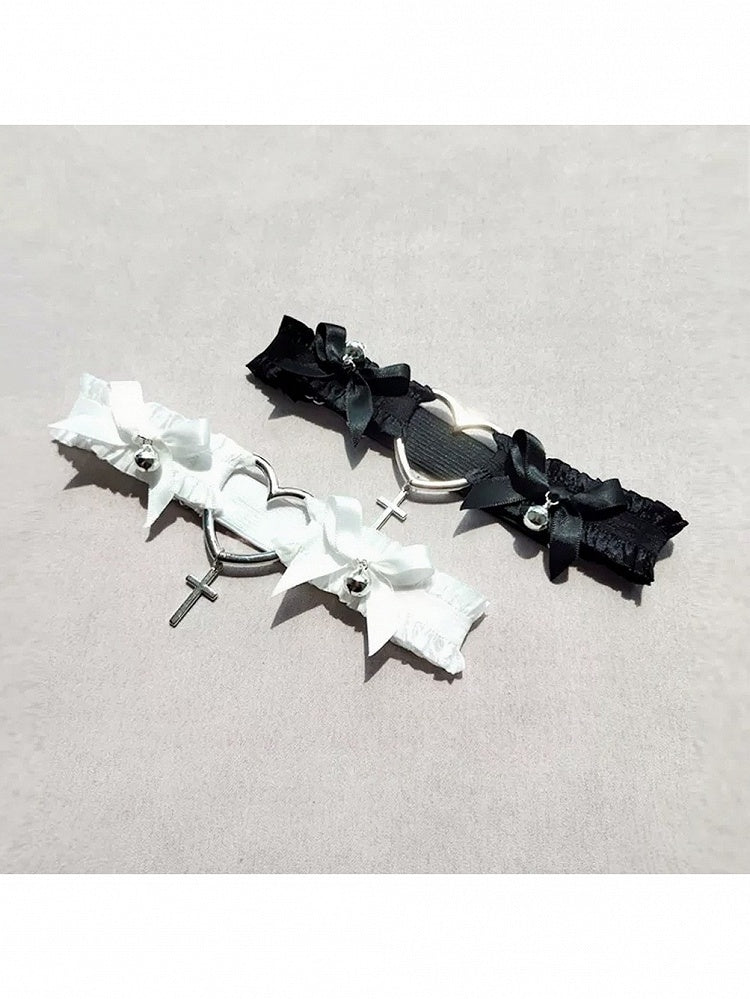 2 Colors Gothic Heart Cross Leg Garter with Bow Decoration - Mr. Cat