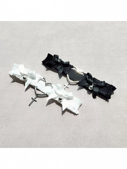 2 Colors Gothic Heart Cross Leg Garter with Bow Decoration - Mr. Cat