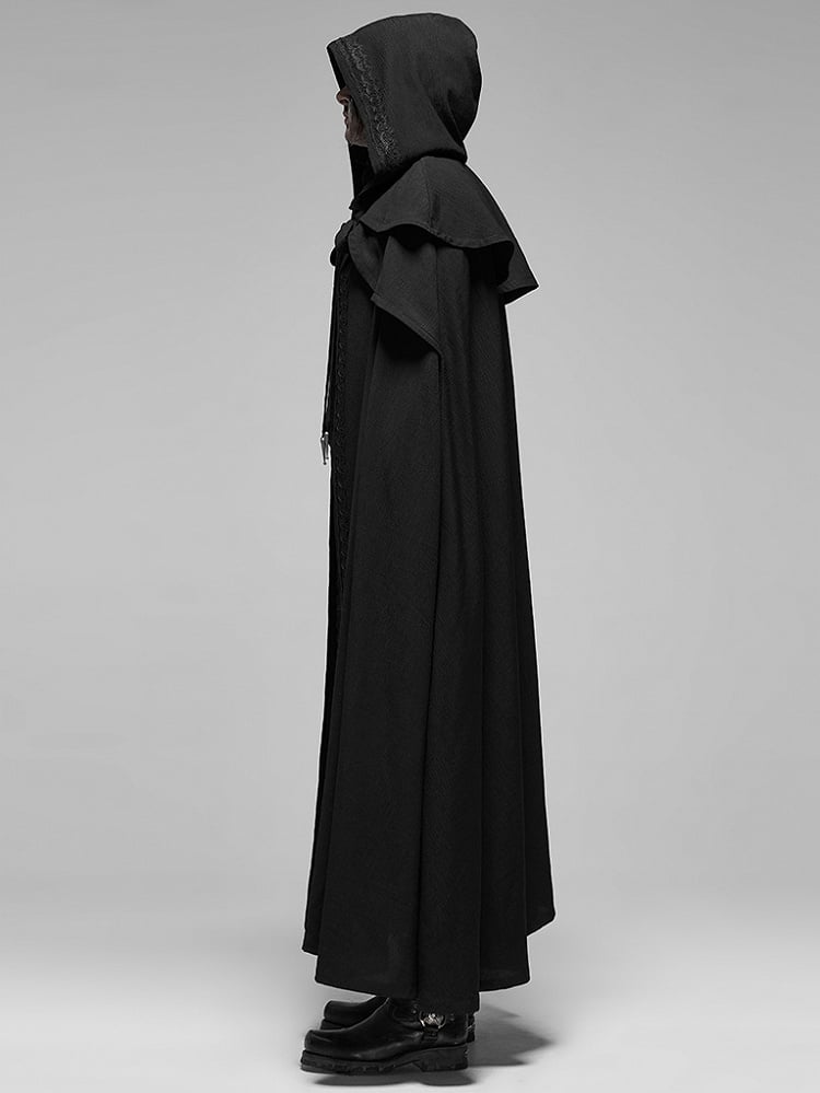 Black Men's Simple Rococo Long Cloak