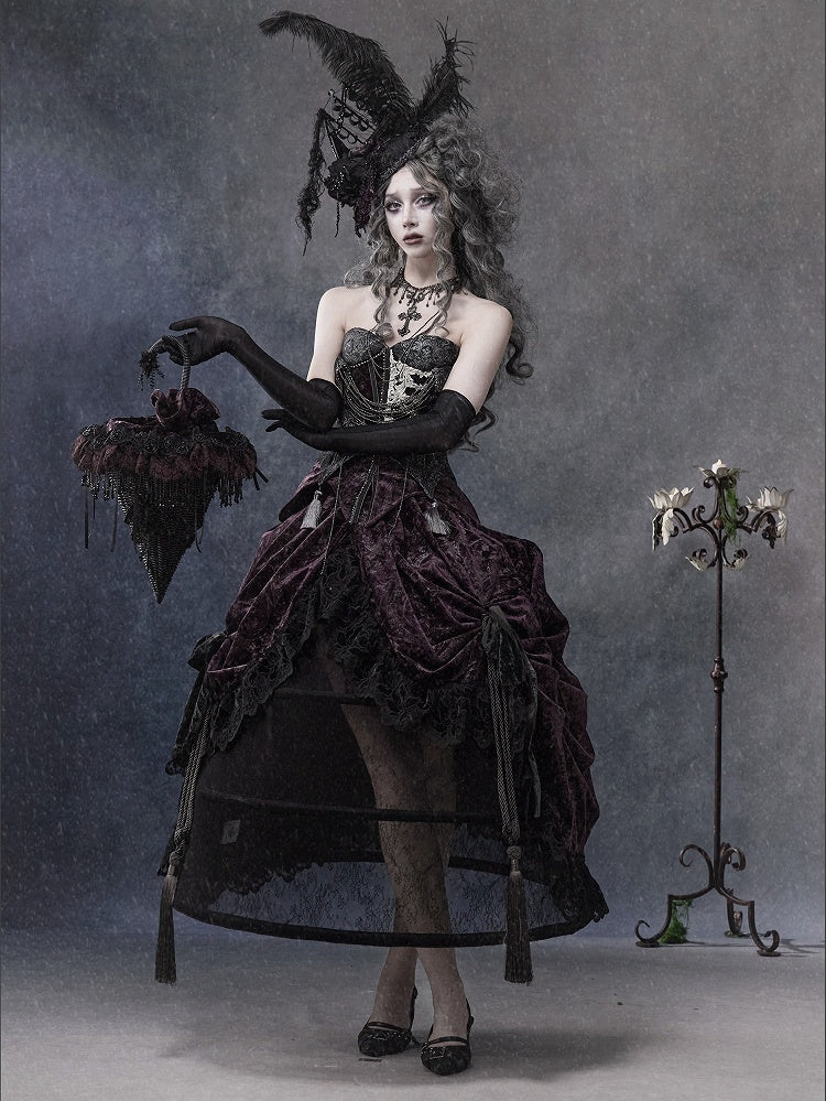 Black Lace Boned Gothic Bird-Cage Petticoat with Dramatic Structure - Blood Supply