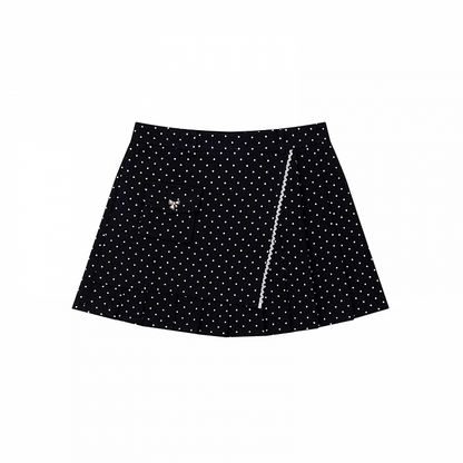 ドット柄 太もも丈スカート ブラック ポルカ