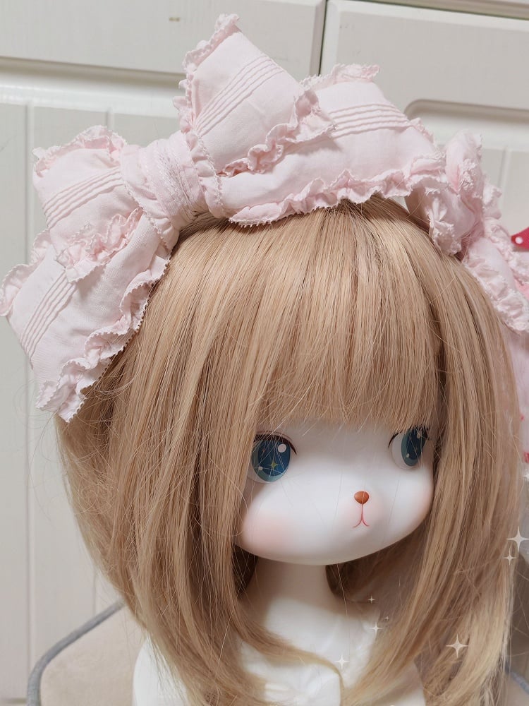 Lolita Pink Sweet Big Ruffled Light Bowknot KC