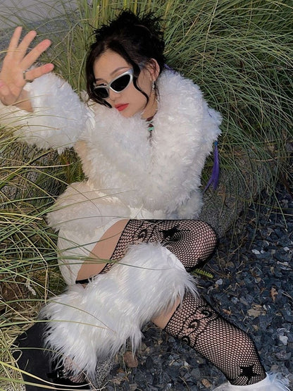 Warmers White Y2K 20CM/30CM/40CM Leg Shaggy