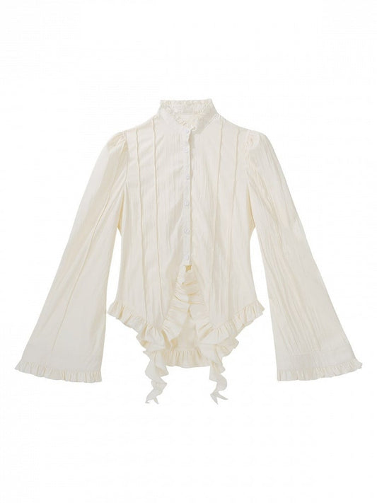 Elegant Beige Ruffled Trim Lolita Blouse - Xiong Dou Jiang