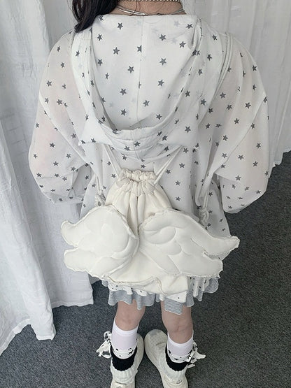 White Star-Print Hooded UV-Protective Jacket