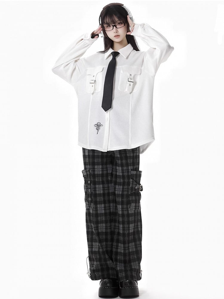 Schwarze Cargo-Taschen-Karohose