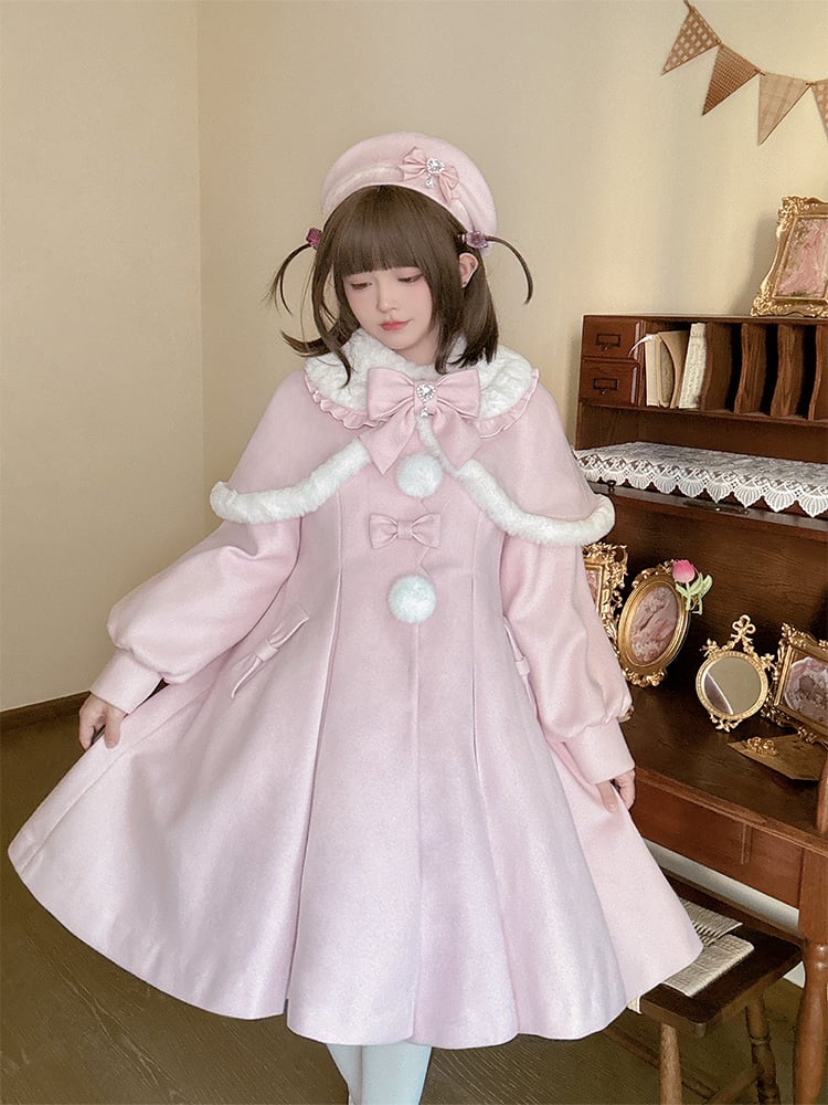 Pink Bowknot Beret Decorated