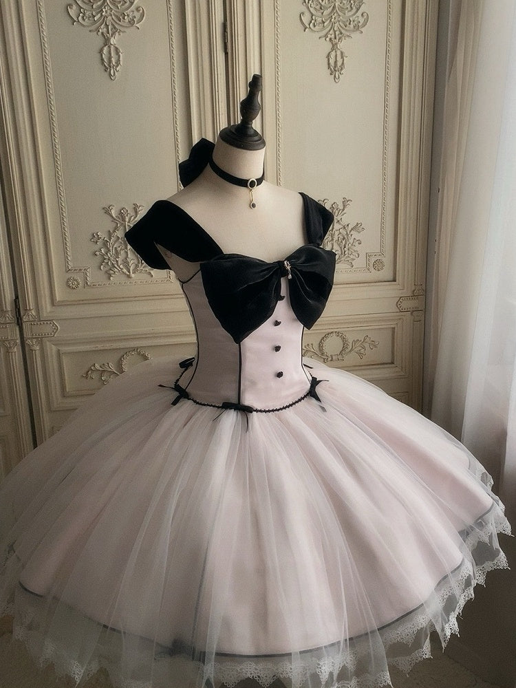 Pink Boned Waist Balletcore Lolita Birthday Dress Homecoming Dress