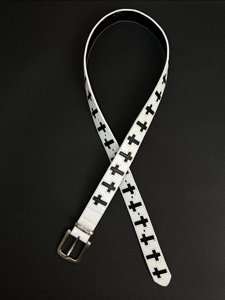 Black/White Cross Decoration Belt