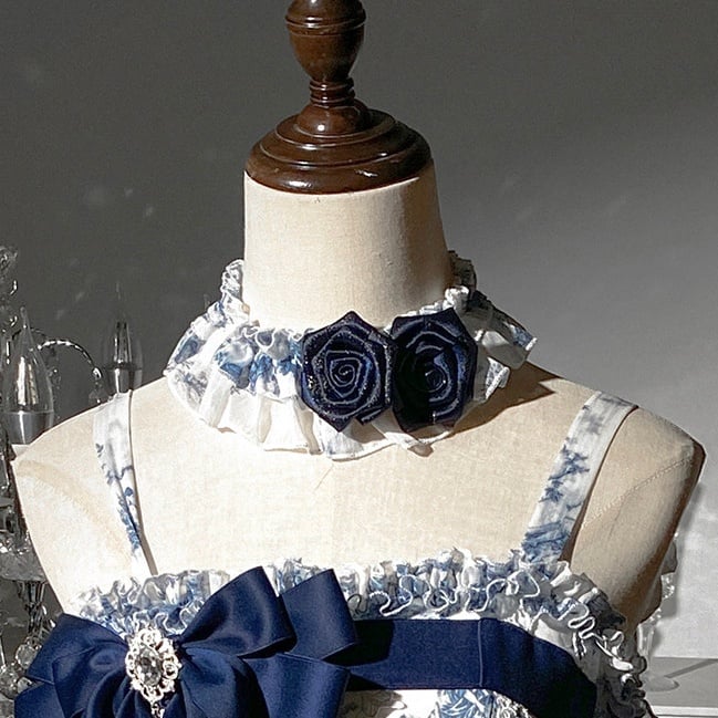 Rose Lolita Dark Choker Blue