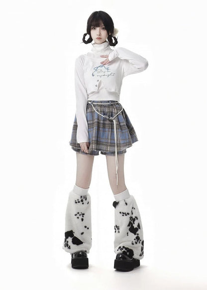 White High Neck Top with Bowknot Cropped Top Set