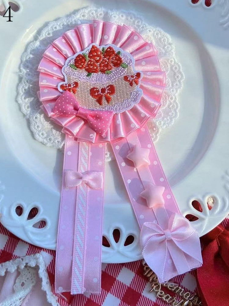 Applique 7 Bowknot Cherry/Strawberry/Cake Options Details
