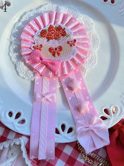 Cherry/Strawberry/Cake Options Details Pattern Polka-dot 7 Applique Bowknot Brooch/Hairclip