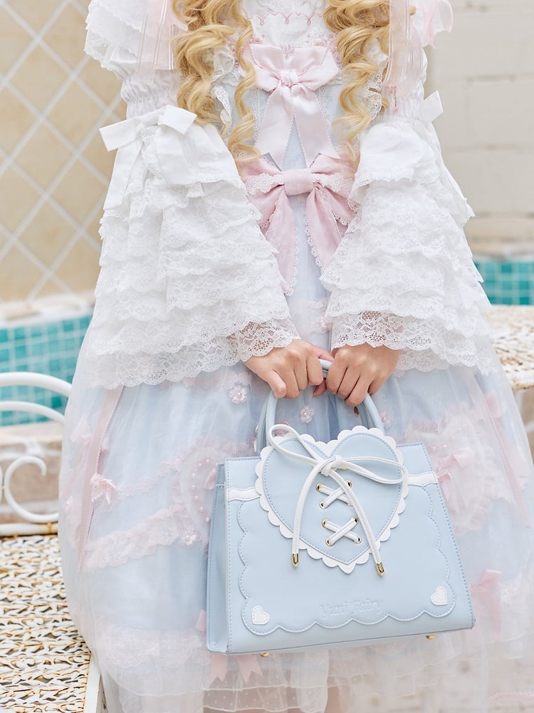 Lace-up Heart Bag with White Trim - Yuni Fairy