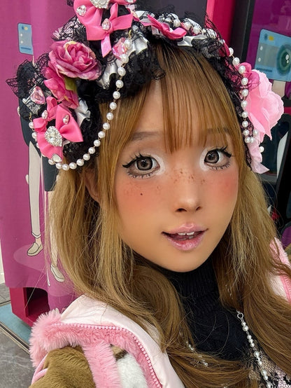 Trim Haarband Herz verziert Design BlackPink Perlen Floral Bowknot Charme Strass Spitze