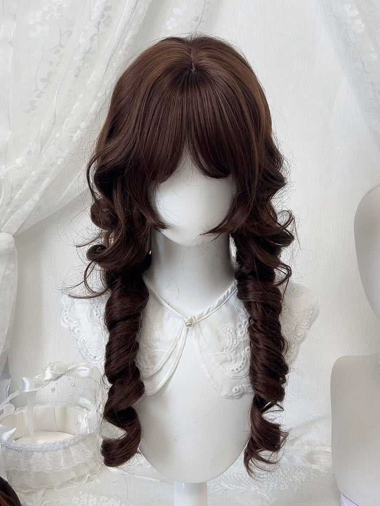 Chocolate Brown 62cm Full Bangs Roman Curly Wig - Sleepy Fish