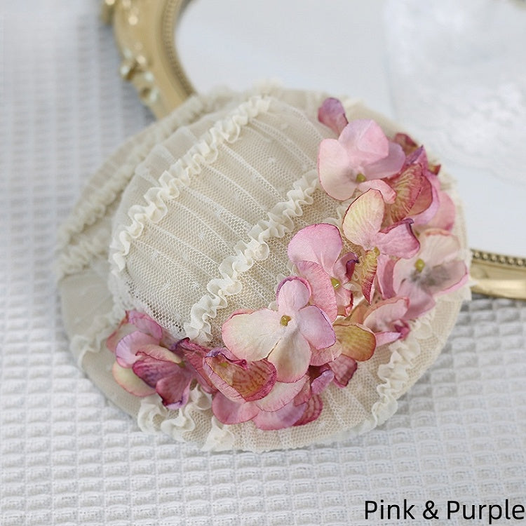 Elegant with Hat Colors - 5 edge Decorations Lace Flat Singed Hydrangea