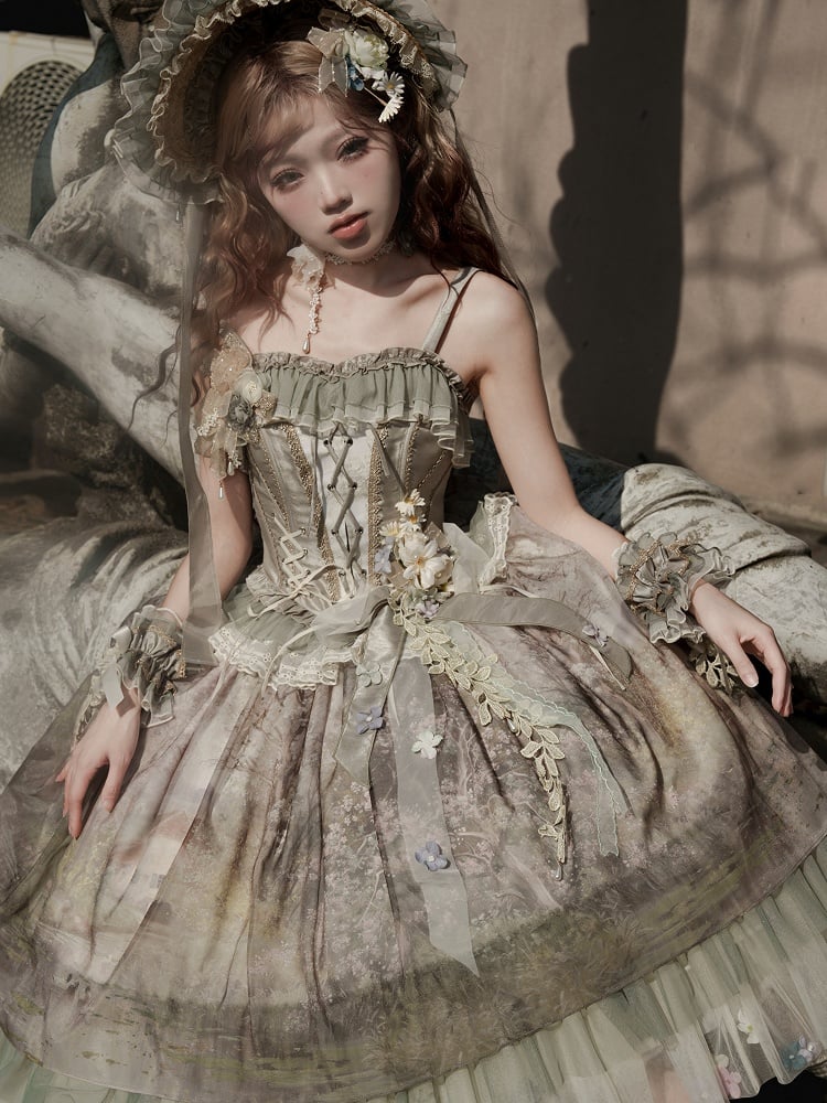 Grüne Handgelenksmanschetten mit Blumenmuster