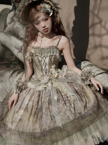 Grüne Handgelenksmanschetten mit Blumenmuster