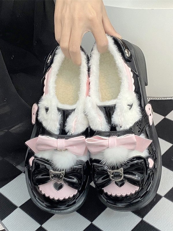 and Shoes Platform Pink Sweet Black Mid-heel Lolita