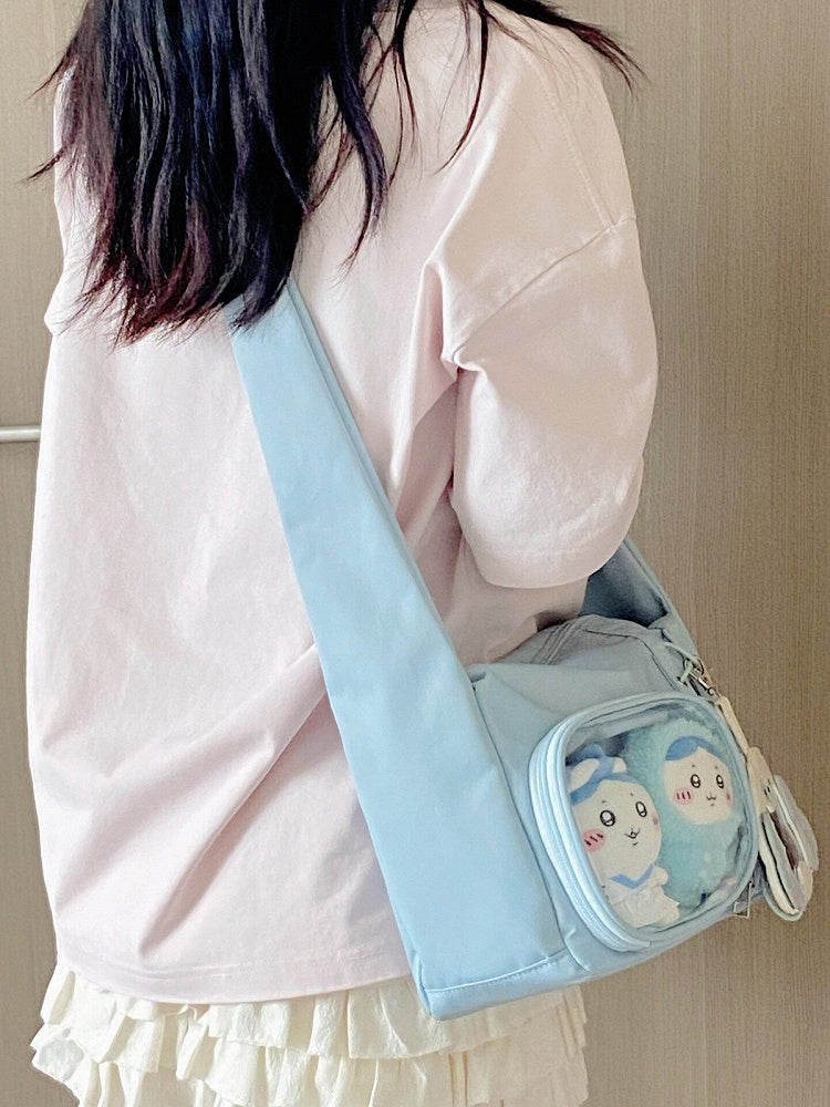 Transparent Pocket Ita Bag with Wide Straps