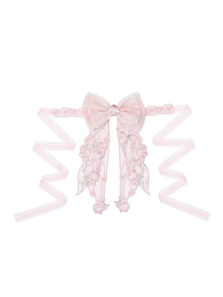 Sweet Pink Lolita Bow Waist Belt - Yimu Walnut