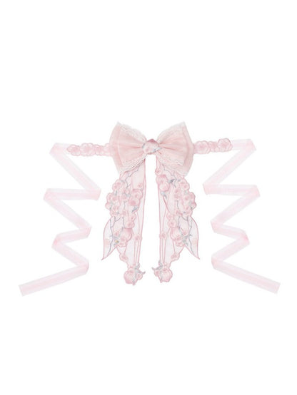 Sweet Pink Lolita Bow Waist Belt - Yimu Walnut