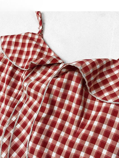 Plaid Y2K Asymmetrical Glamorous Hem Top Cami Holiday Red Pattern