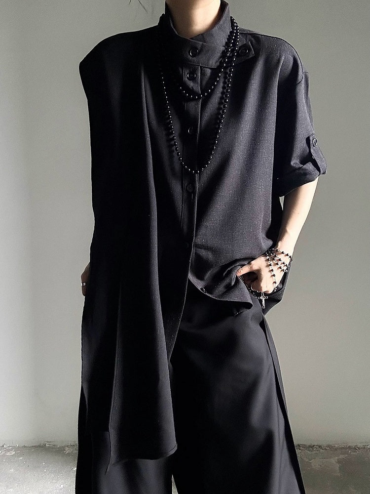 Black Extended Sleeve Convertible Unisex Short with Shirt Scarf